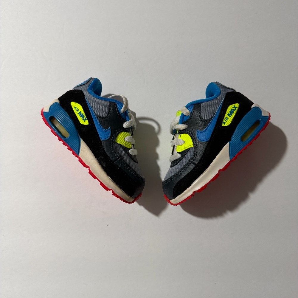 Nike air max 90 (TD) blue / grey / neon / black Size 4c
